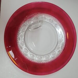 VTG Tiffin Franciscan Kings Crown Cranberry Flashed Salad / Luncheon  Plate